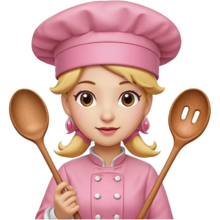 Pink chef hat princess peach with a spoon emoji