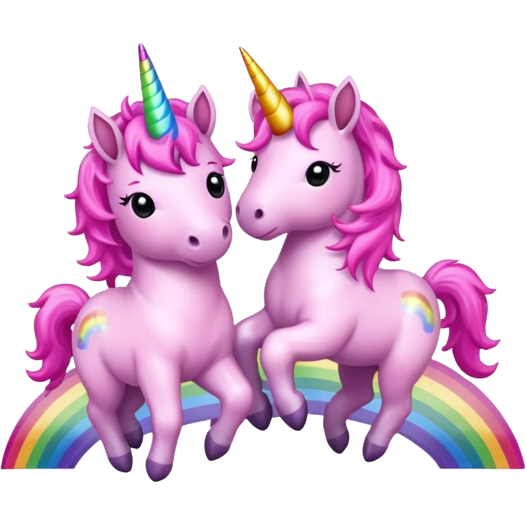 pink fluffy unicorns dancing on rainbows emoji