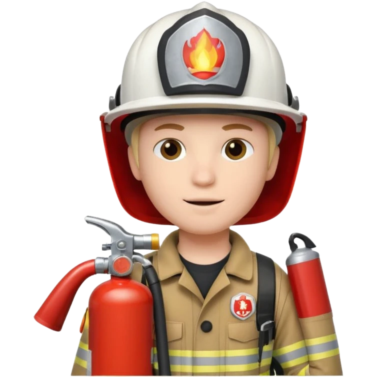 Firefighter with white color helmet with fire extinguisher emoji