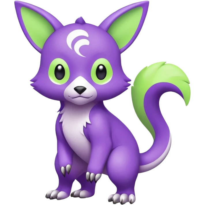 Cute cool purple neon-green white lime animal hybrid Fakemon full body emoji
