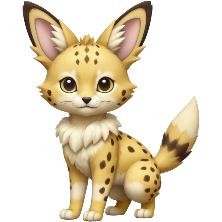 Cute realistic lifelike elegant Serval-Sergal-Picchu-Minccino-Pikachu-Fakemon-Pokémon-creature  emoji