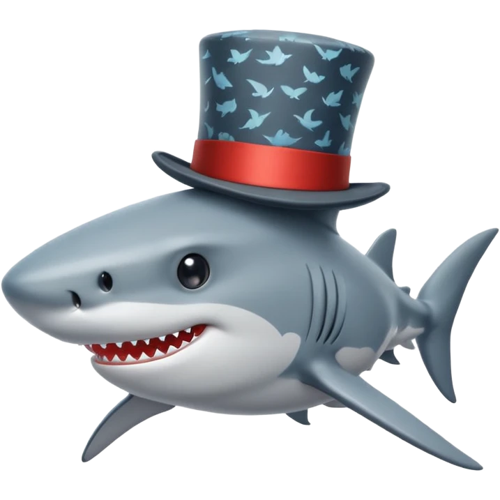 Shark with a top hat emoji