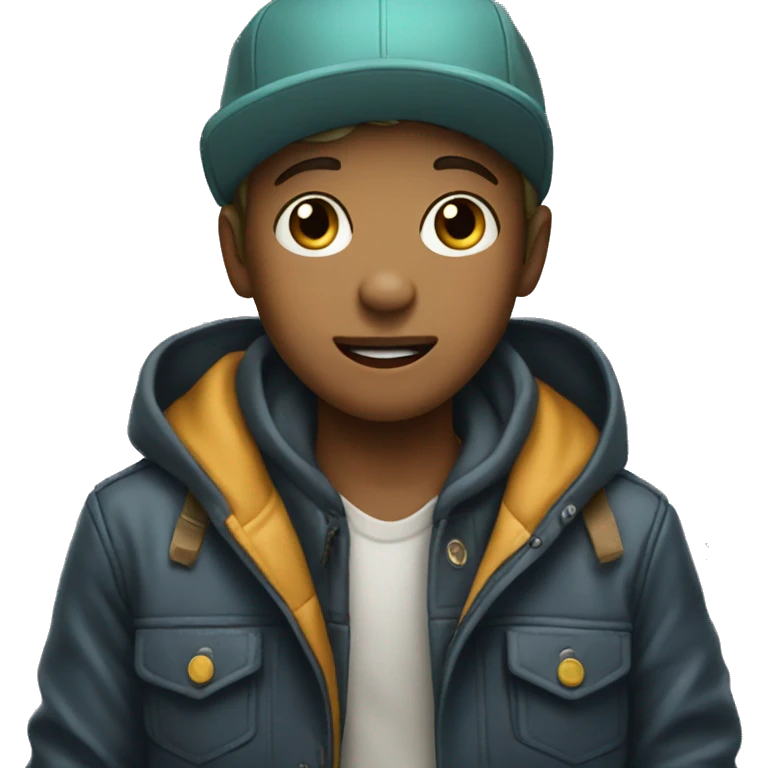 Boy amazed wearning jacket and cap emoji