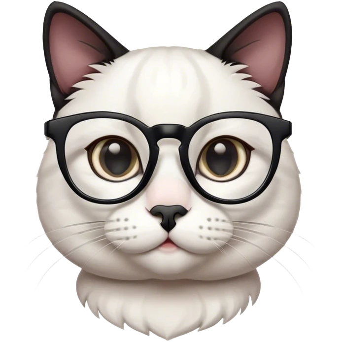 cat black adn white with glasses emoji