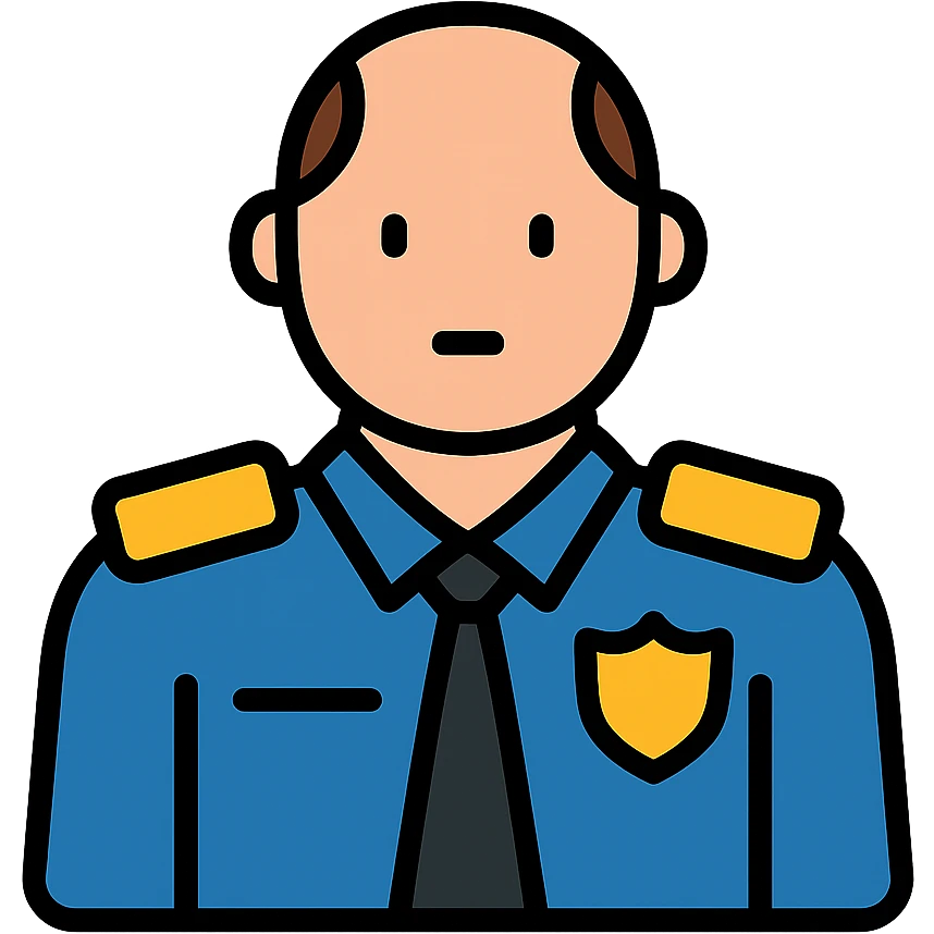 security guard with little hair and reinforced uniform emoji