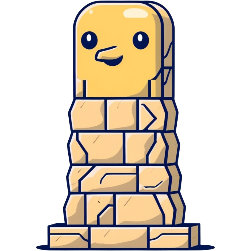 Ancient erect penis statue, made of layered bricks emoji
