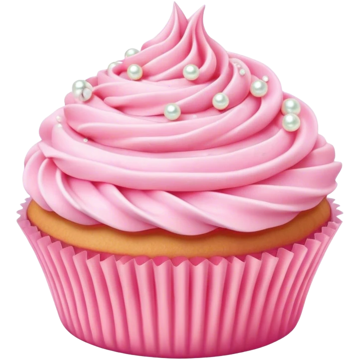 Cinematic Realistic Pink Cupcakes, fluffy pastel pink frosting swirled elegantly on top of golden cupcakes, tiny edible pearls adding a delicate touch, soft warm lighting creating a dreamy atmosphere, glowing with sweetness and charm. emoji