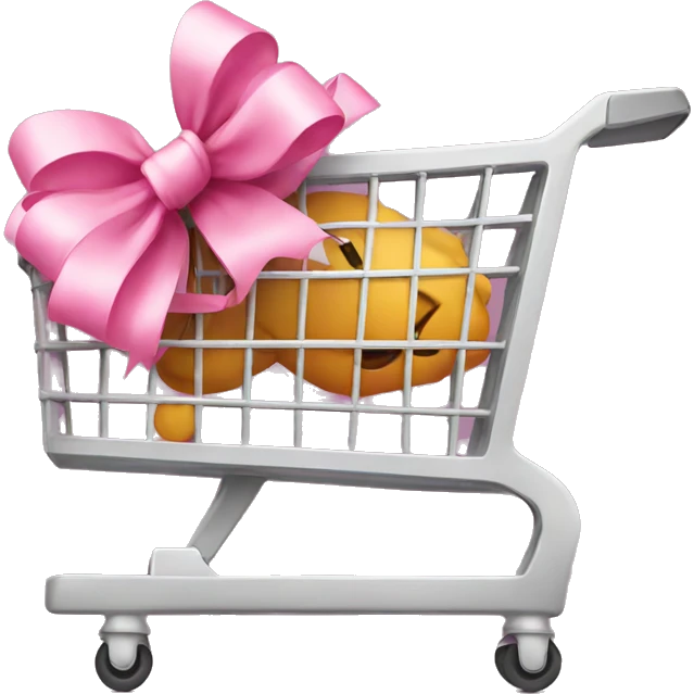 Shopping cart with pink bow  emoji