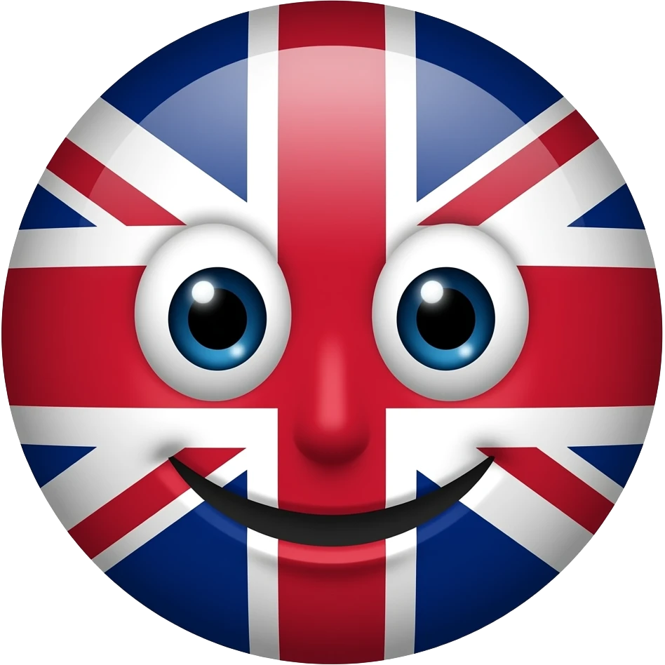 a britain flag with a face emoji