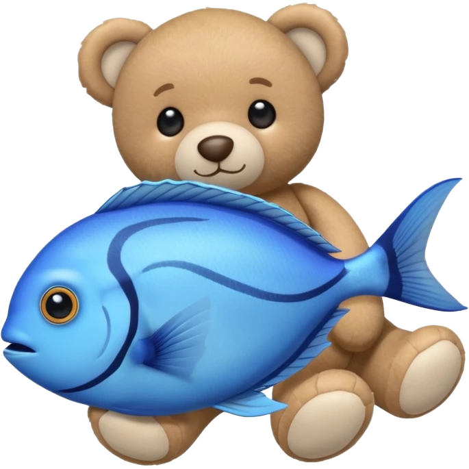 baby blue tang fish next to a teddy bear emoji