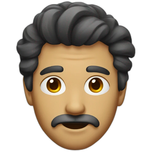 a man with hair on his forehead and a short mustache emoji