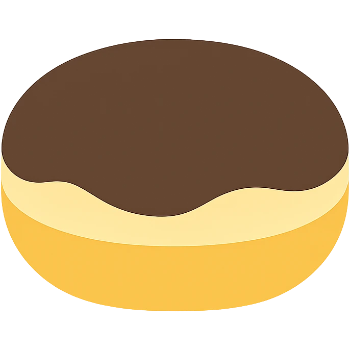 Boston cream donut with custard filling and chocolate glaze on top emoji