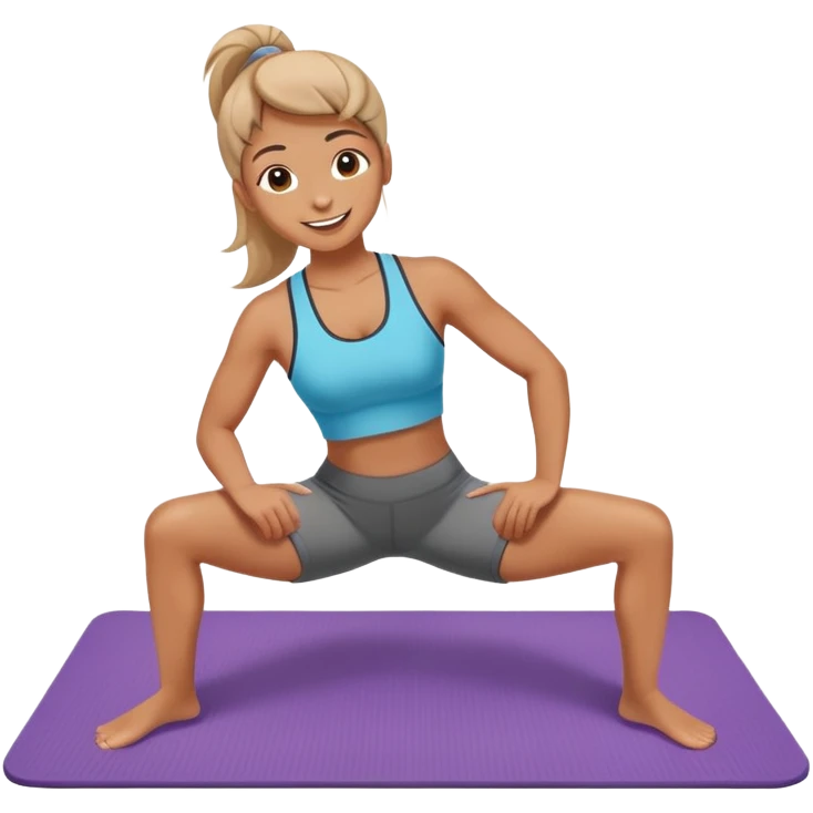 Happy person on exercise mat doing workout moves emoji