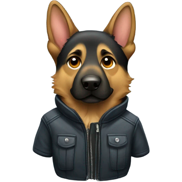 A german shepherd with a jacket emoji