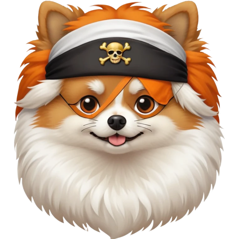 A pirate pomeranian with an eye patch emoji
