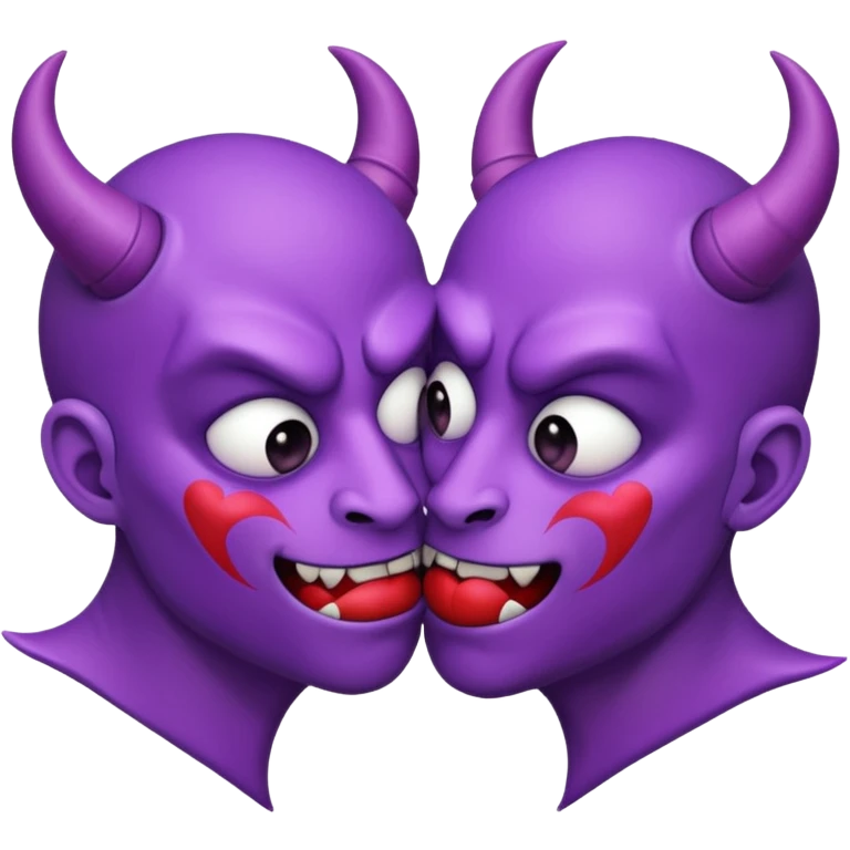 two purple demons kissing  emoji