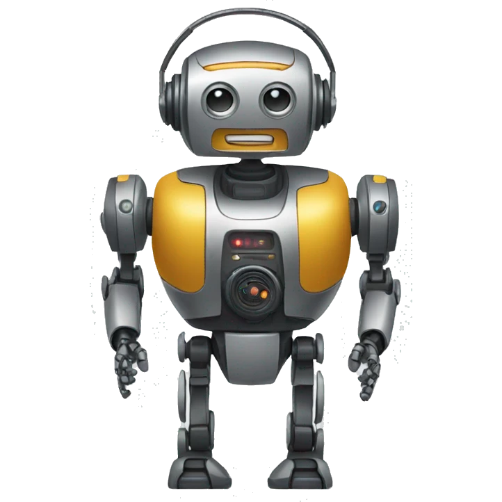Robot with microphone in his hand middle shot emoji