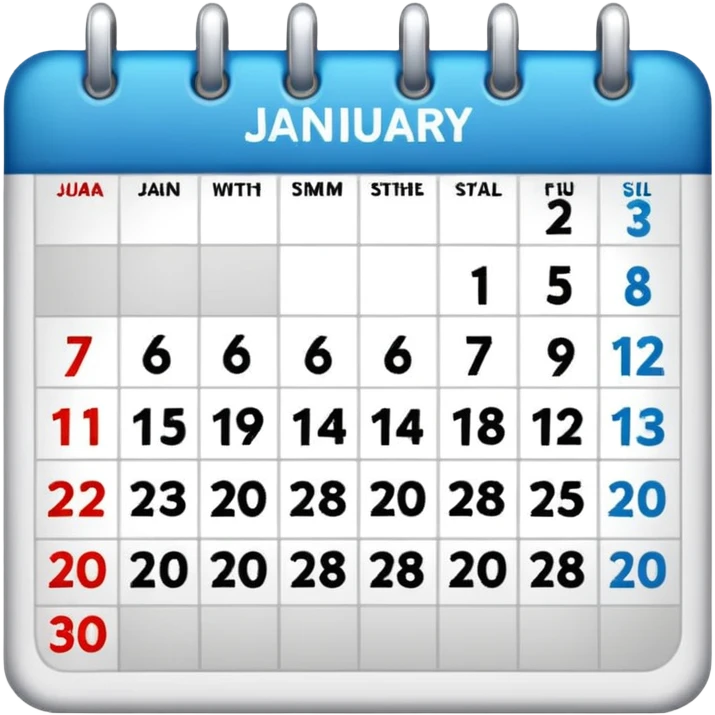 Calander page of 30 January only  emoji