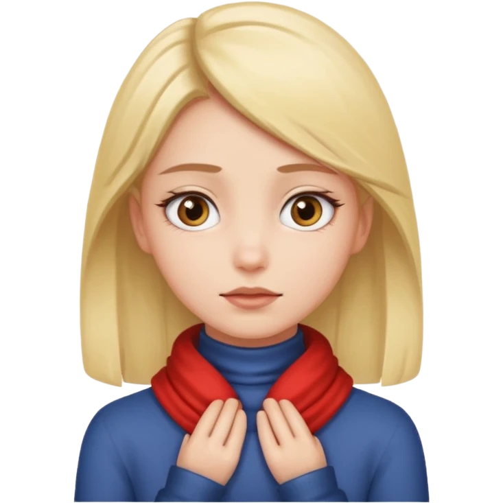 Girl with hands around her neck  eyes staring at camera  emoji
