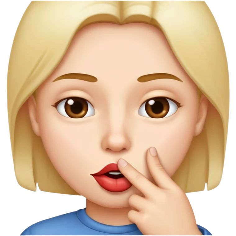 Bite lip with finger on mouth emoji