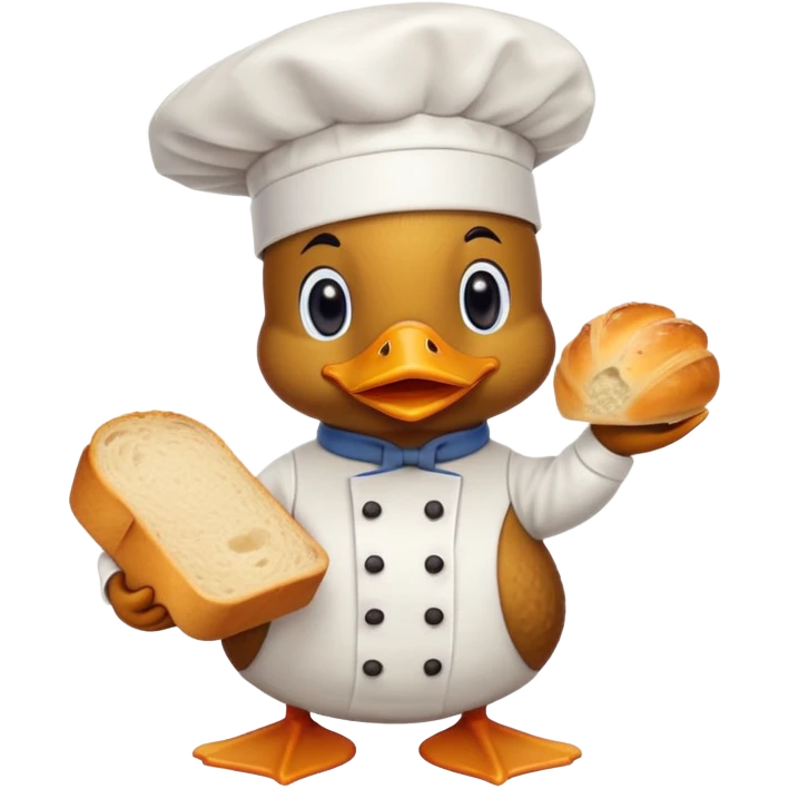 duck serving a loaf of gluten bread emoji