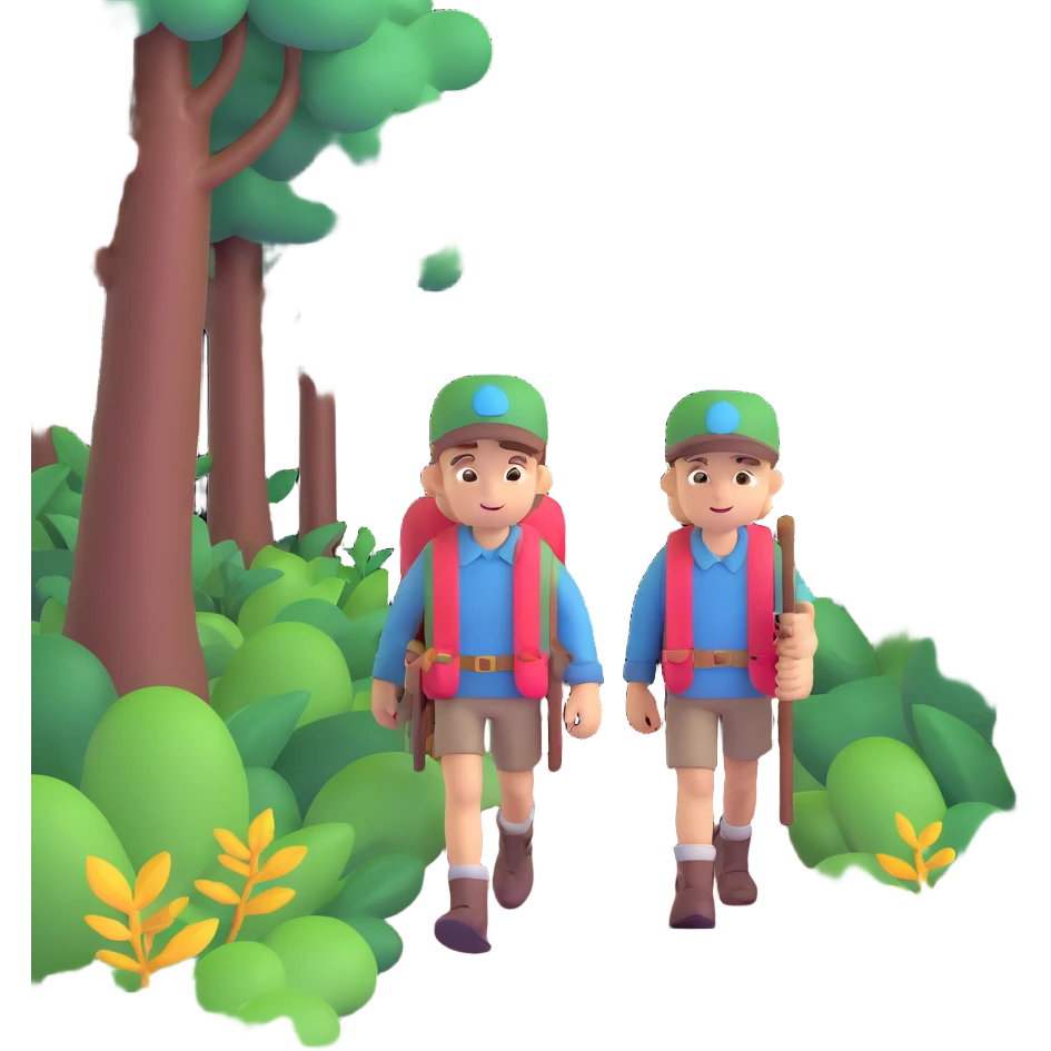 adventurer walking through a magical forest emoji