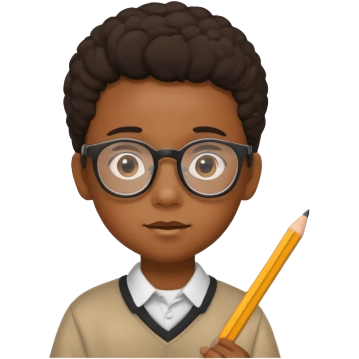 black boy kid with glasses → holding a pencil emoji