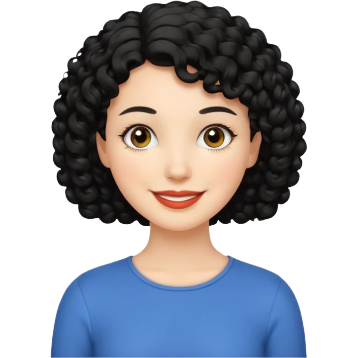 mujer blanca con cabello corto rizado negro emoji