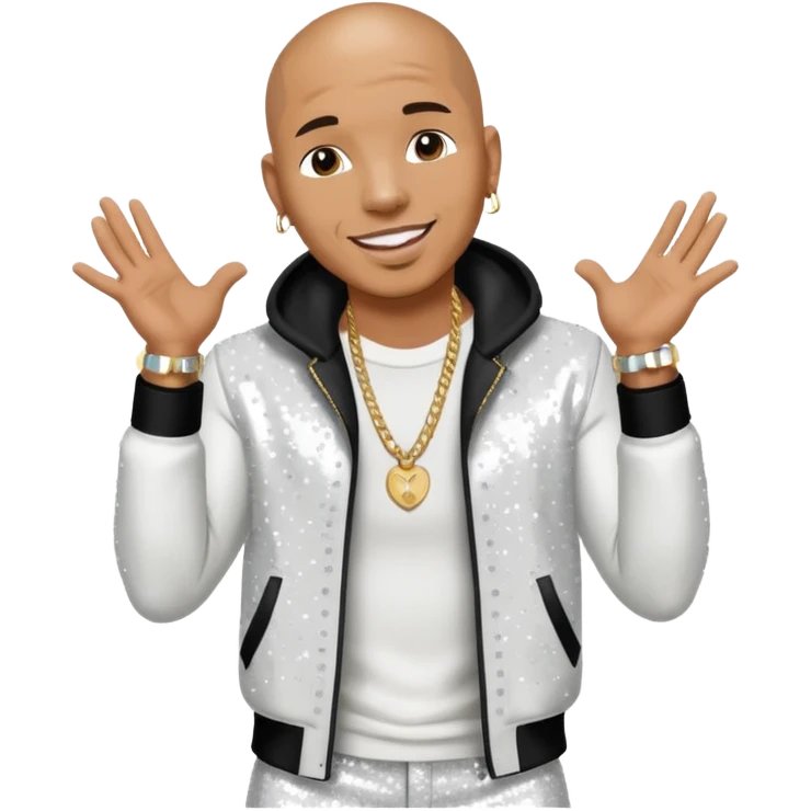 Pitbull, Rapper with white sequin outfit emoji