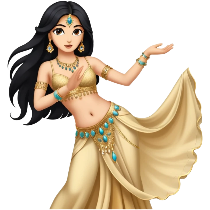 Belly dancer with black long hair emoji