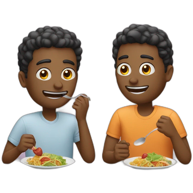 Two friends man eat lunch emoji