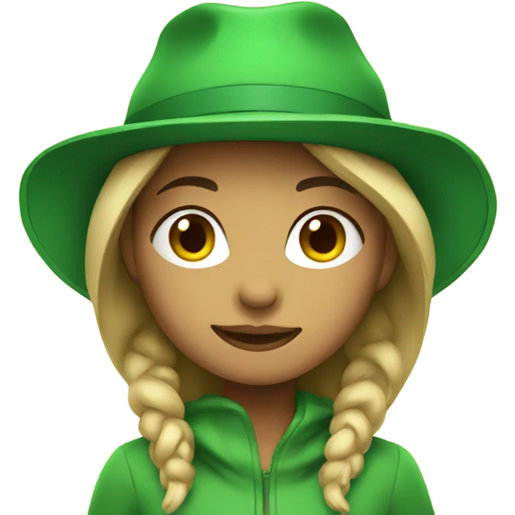 Girl wearing green hat emoji
