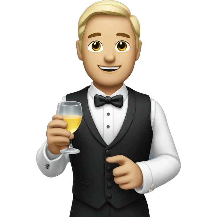 dapper gentleman in tuxedo holding a glass in his right hand emoji