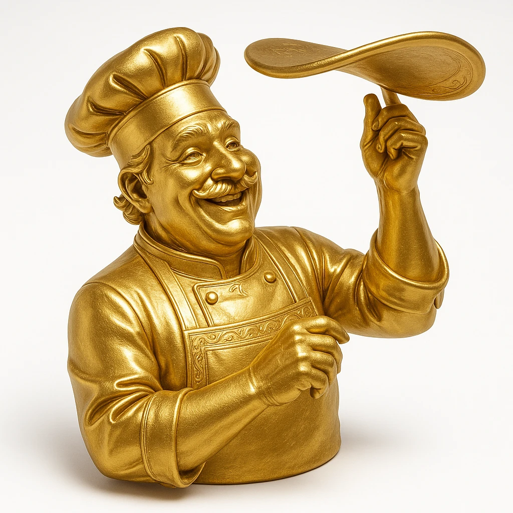 smiling Italian chef spinning pizza dough emoji