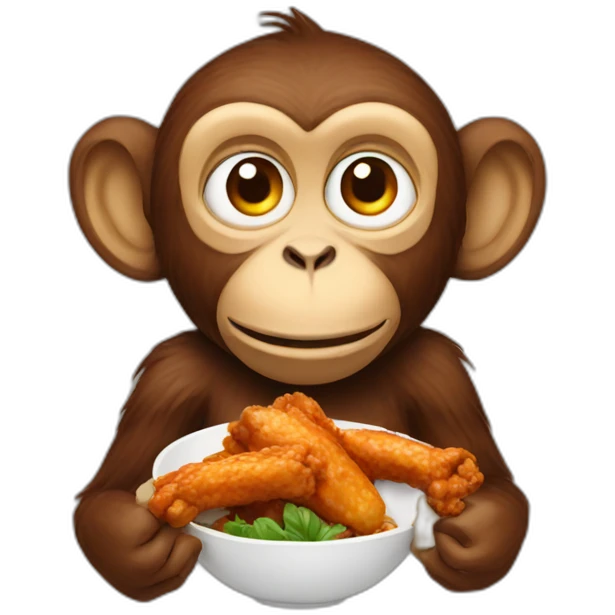 monkey eating a chicken wing emoji