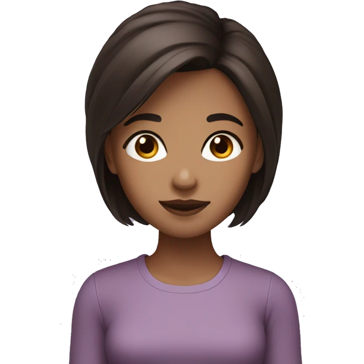 Girl with dark brown short hair and dark chocolate eyes  emoji