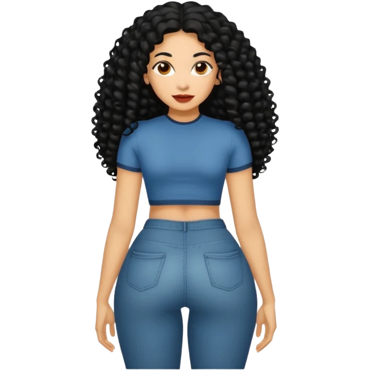 Uma mulher negra da pele clara com cabelo cacheados bem longo até a bunda  emoji