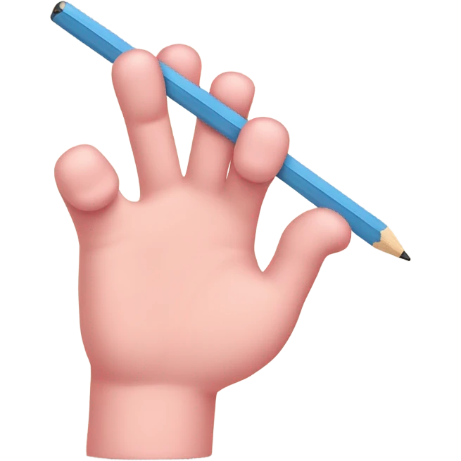 A hand with thumb and little (pinky) finger extended, making a traditional phone-like shape writing with pencil  emoji