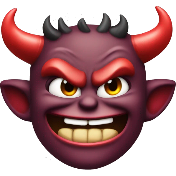 devil angry but smilling with delicious smile emoji