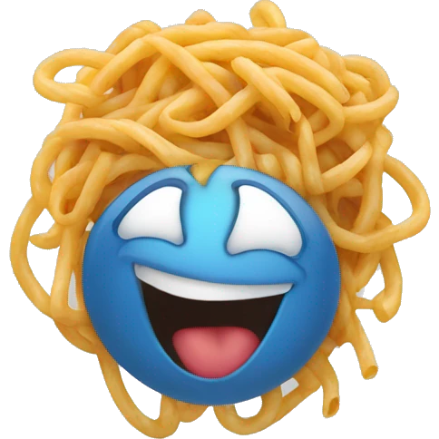 laughing emoji with spaghetti coming out of its nose emoji