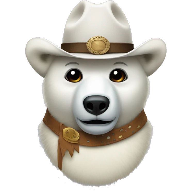 full body of a polar bear with a cowboy hat and masquerade mask emoji