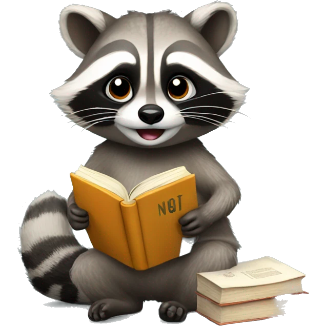 raccoon with book emoji