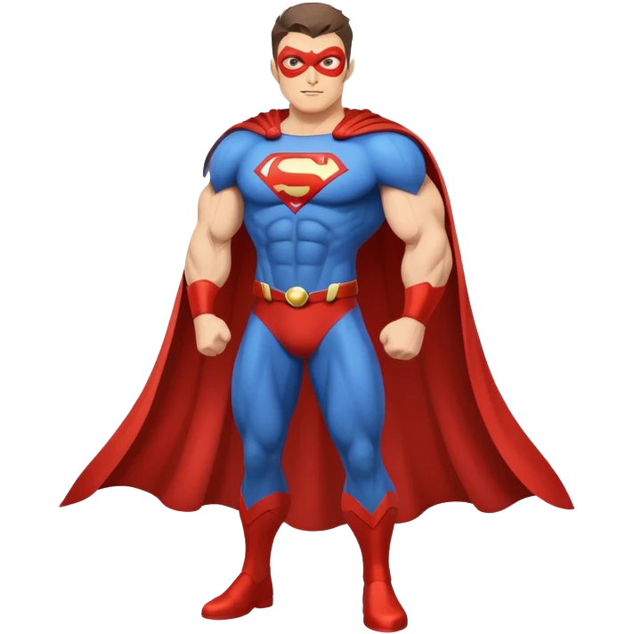 Superhero character with cape and muscular build emoji