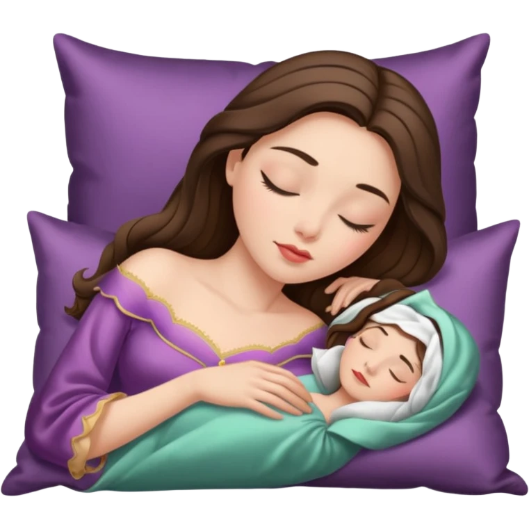 sleeping beauty brunette white girl with a silk pillow emoji