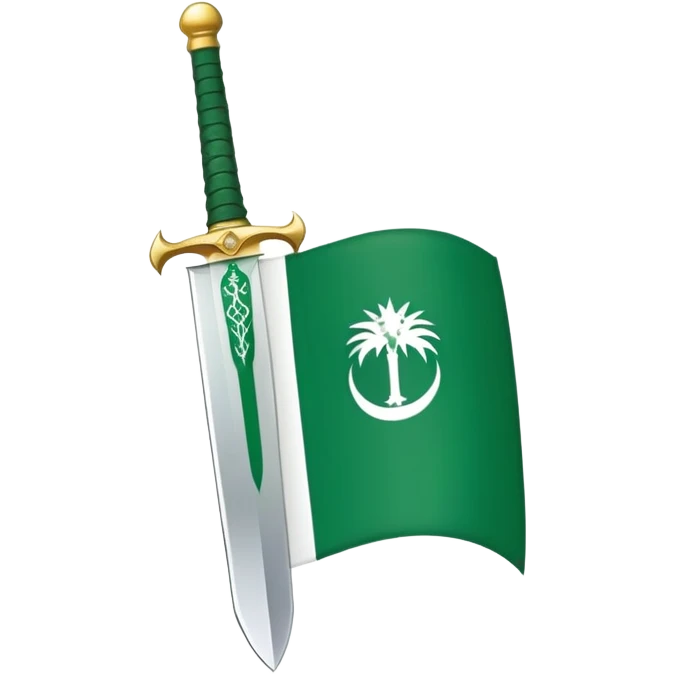 Saudi Arabia flag green with white text and sword emoji