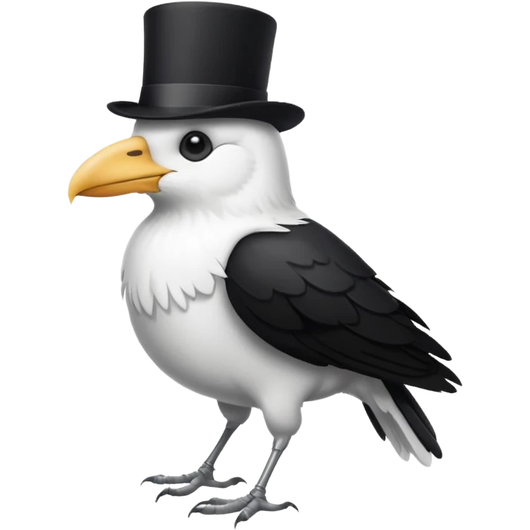 a white crow with a top hat emoji