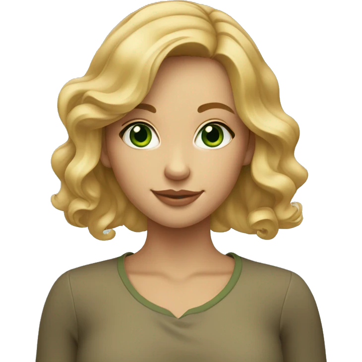 A honey blonde girl with lightly curled hair and  green eyes  emoji
