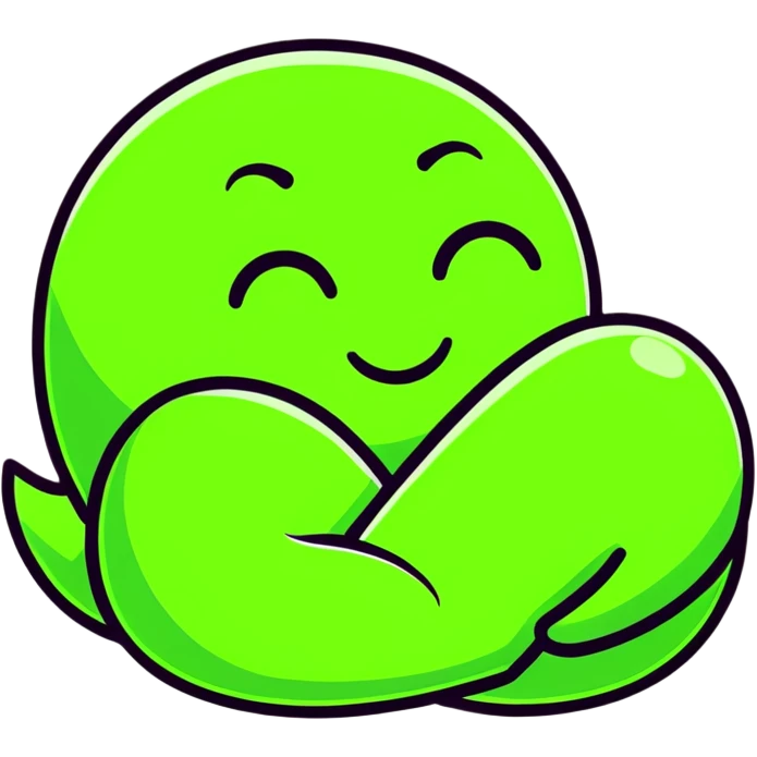 green smiley hugging a green heart emoji