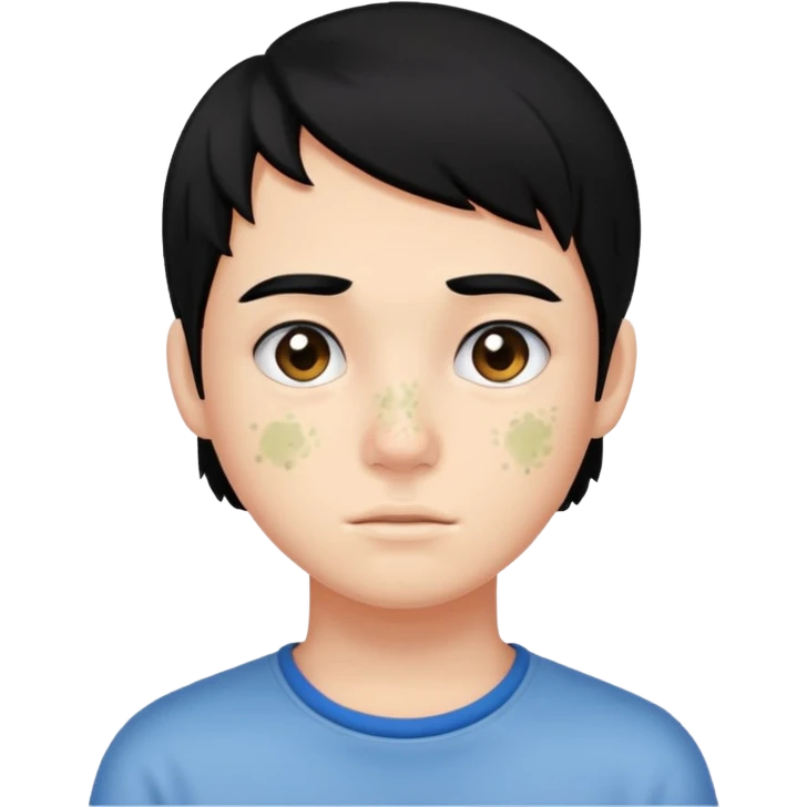 teenager with black hair and visible acne emoji