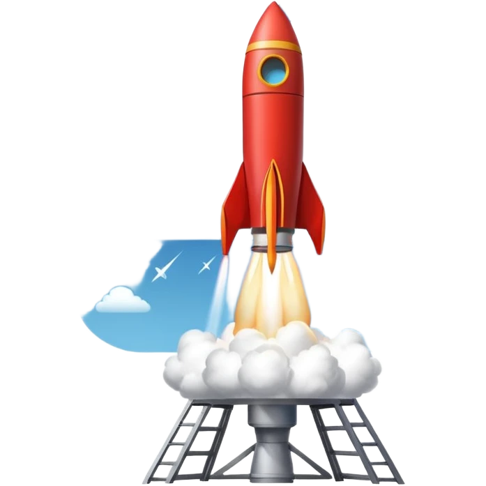 launching a rocket from a platform, with huge cloud  emoji